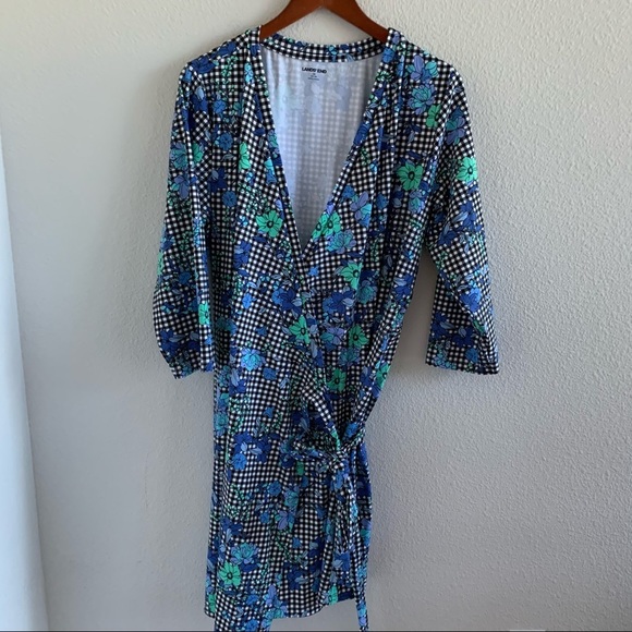 Lands' End Floral Wrap Dress Plus 1X - Picture 1 of 10